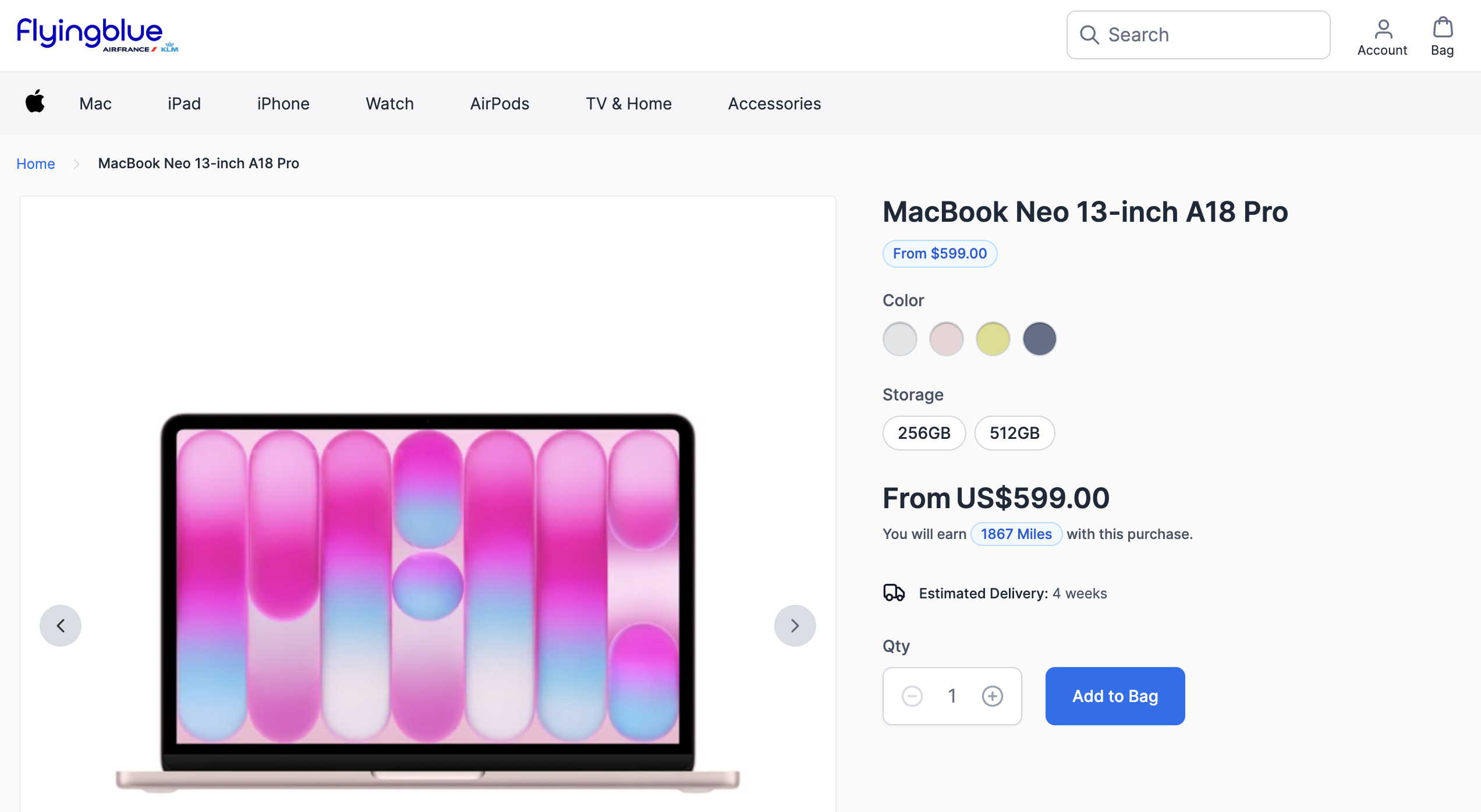 Flying Blue miles MacBook Neo