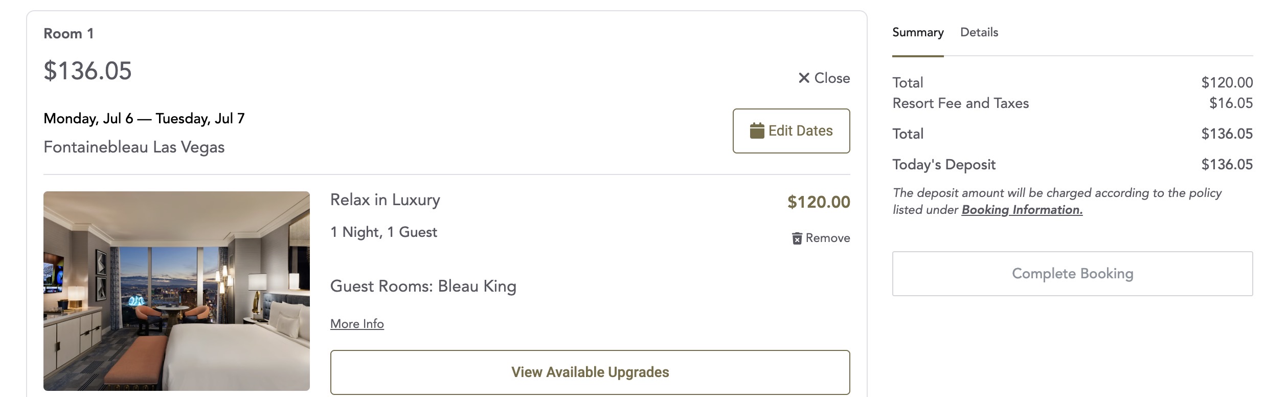 Fontainebleau room price Sep 2025 Fontainebleau rates