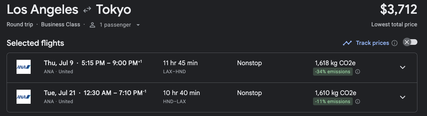 Google Flights ANA business class LAX HND Google Flights ANA business class LAX HND