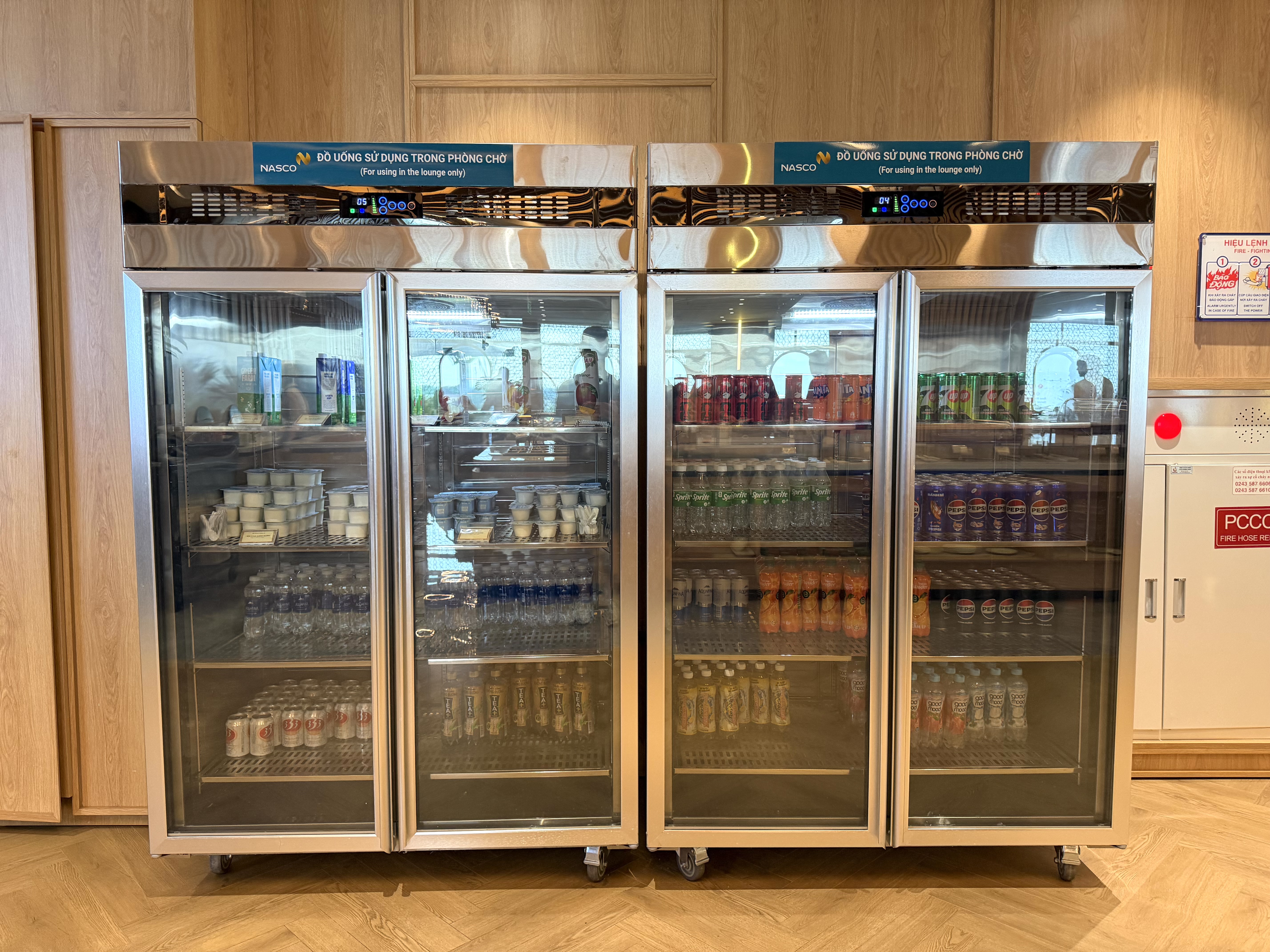 Hanoi Airport Vietnam Airlines Lotus Lounge soft drinks fridge