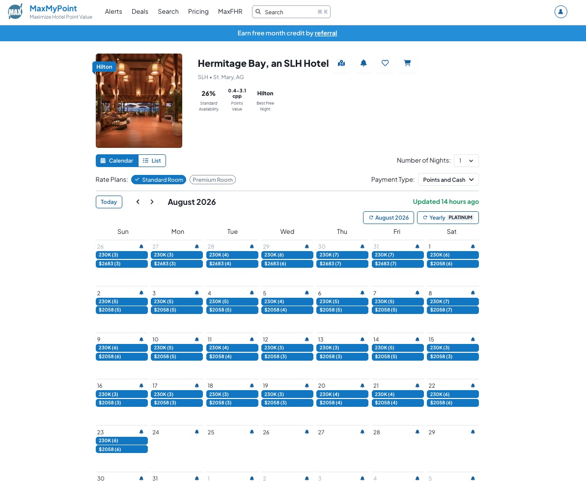 Hermitage Bay MaxMyPoint Summer 2026 Availability