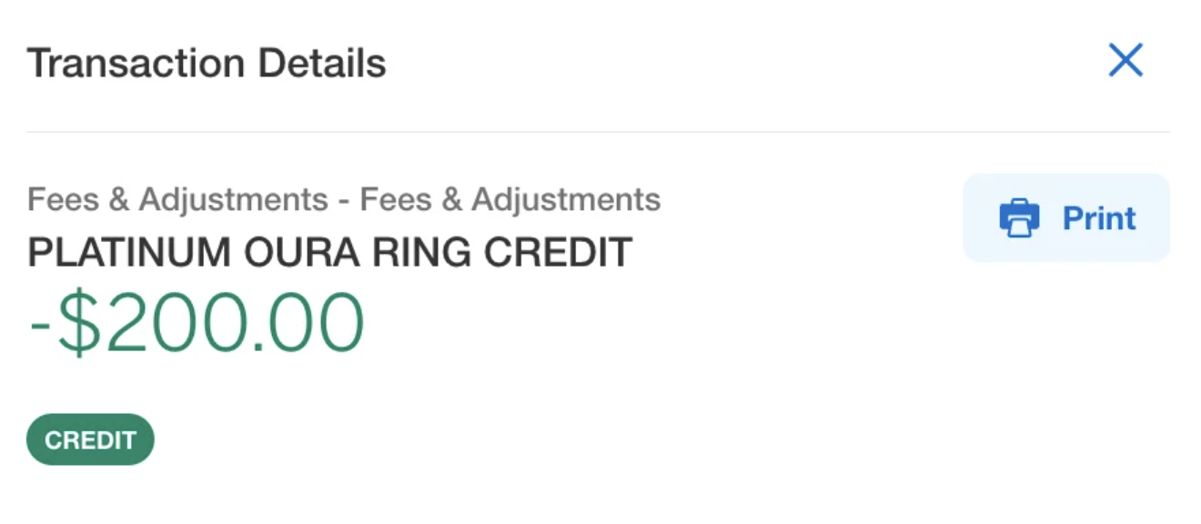 Oura Ring 4 statement credit amex