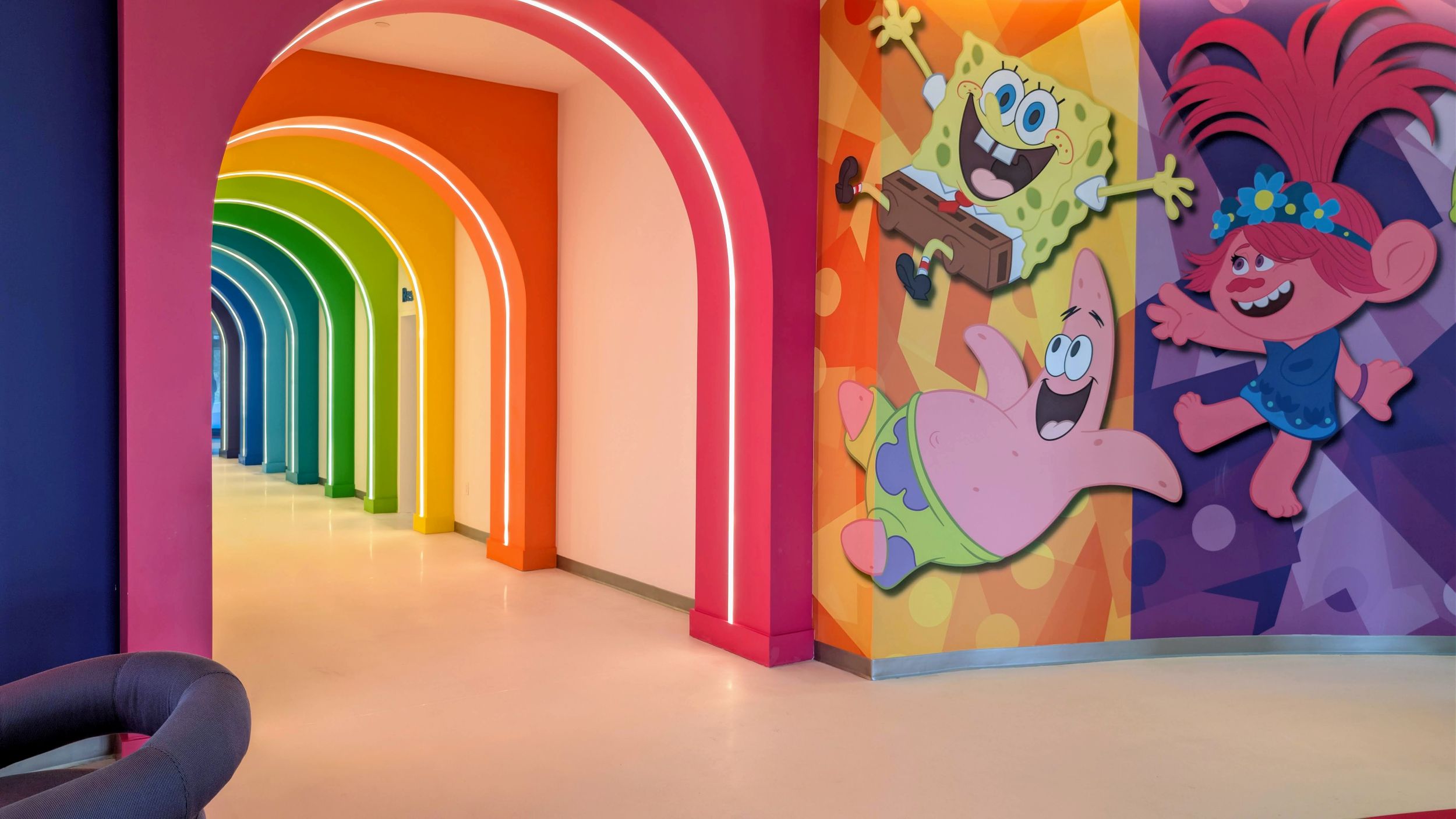 Universal Kids Resort hotel rainbow hallway