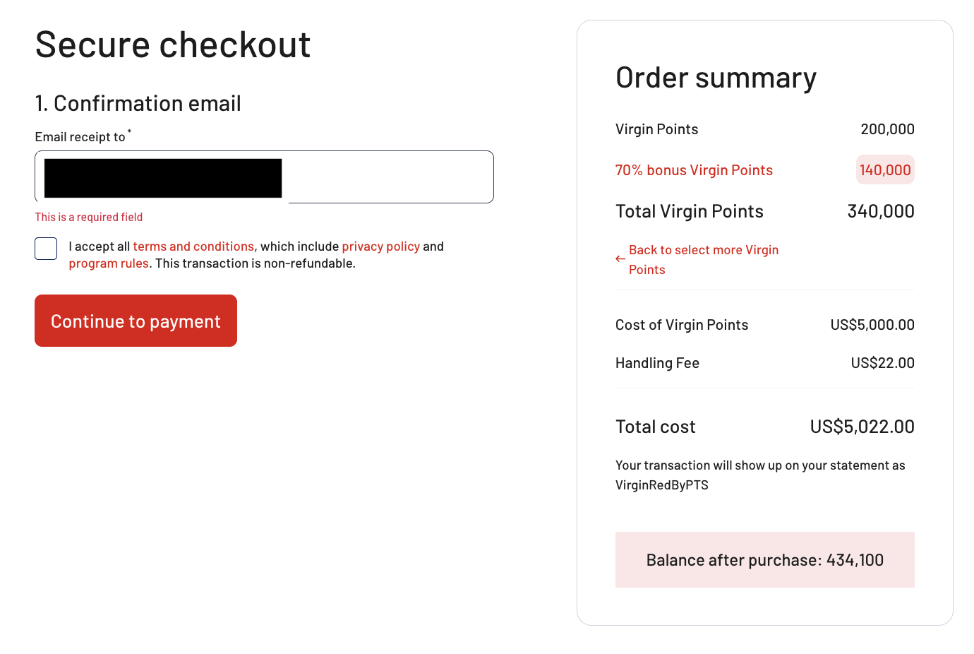 Virgin points purchase final
