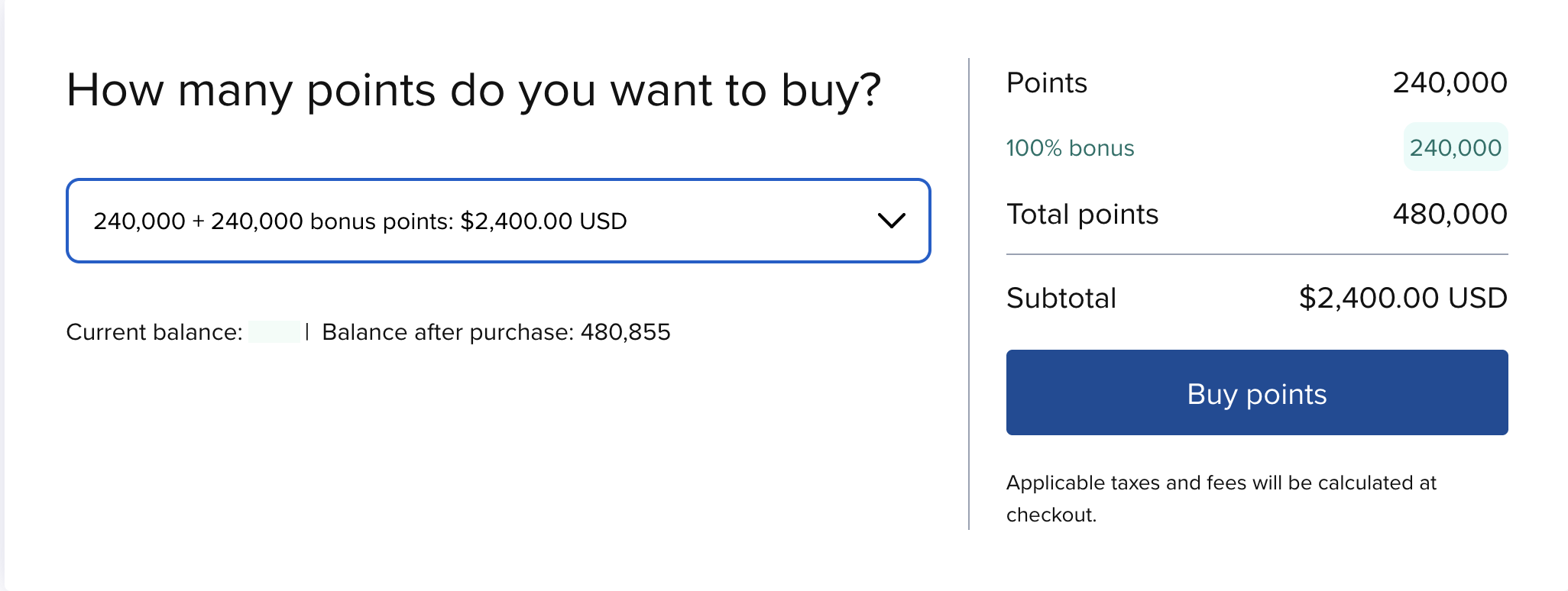hilton buy points