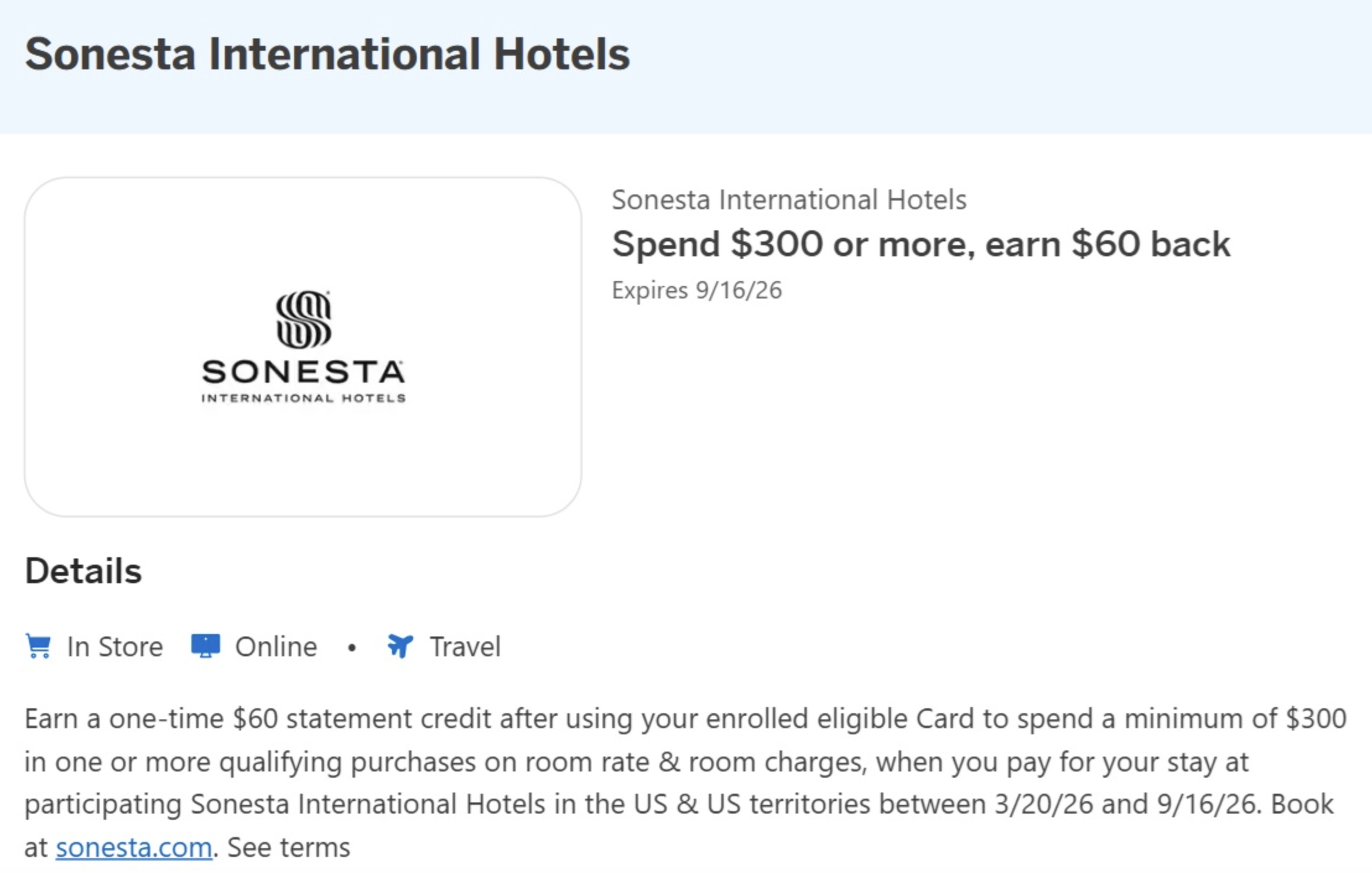 sonesta amex offer