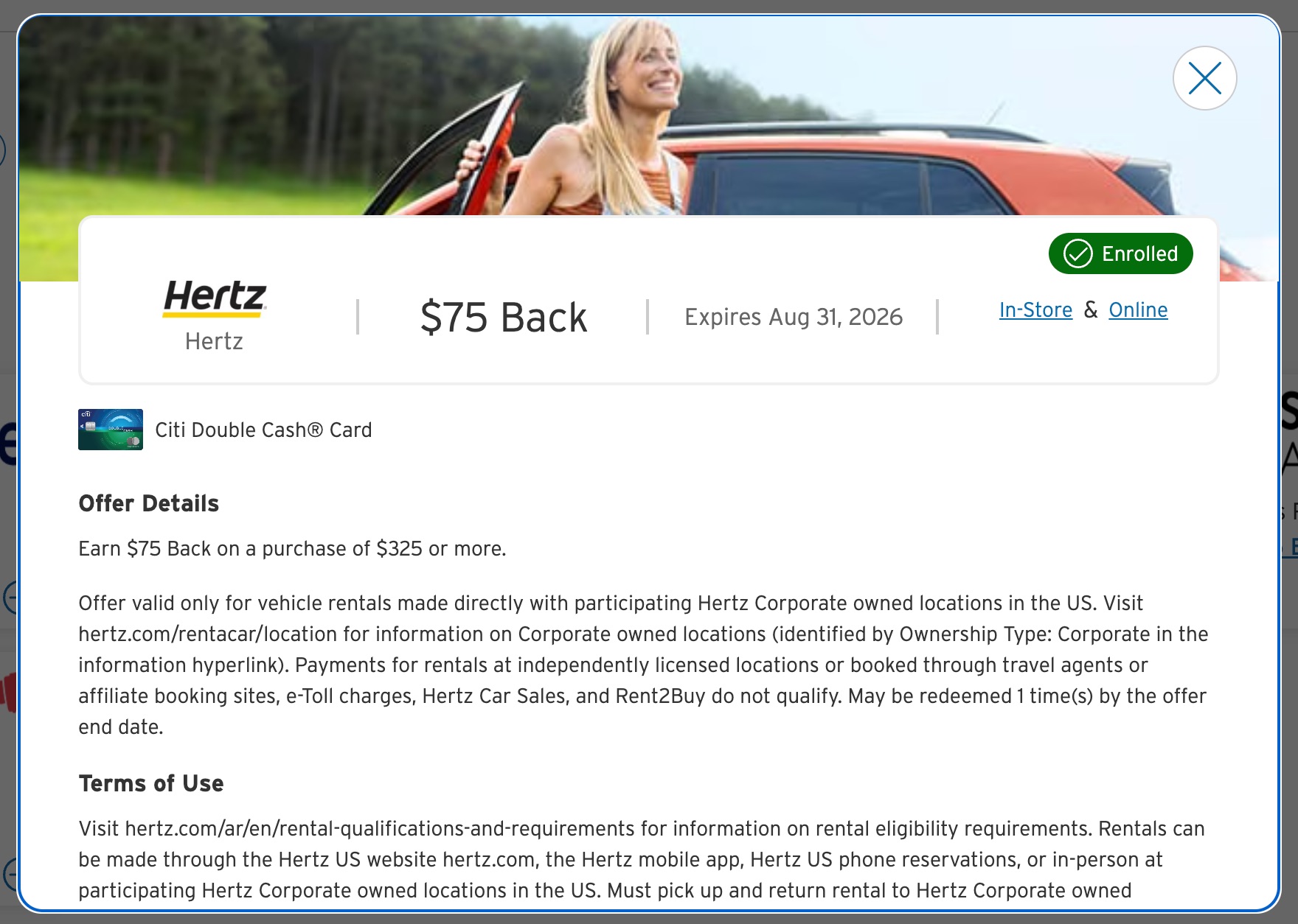 Citi Merchant Offer Hertz May 2026 Hertz Citi Merchant Offer